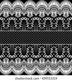Black damask vintage floral pattern, vector illustration.