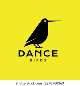 black dance bird exotic beautiful modern shape colorful logo design vector