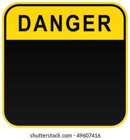 Black danger blank warning sign on white