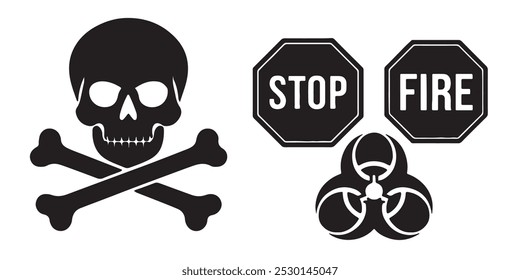 Black Danger icon set vector design art illustration