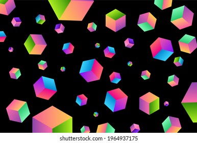 Black Dark Background with Colorful Square Cube Box for Business Presentations Flyers Posters and Screen Web Wallpaper