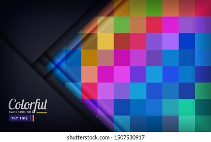 black dark background combine with square colorful abstract background