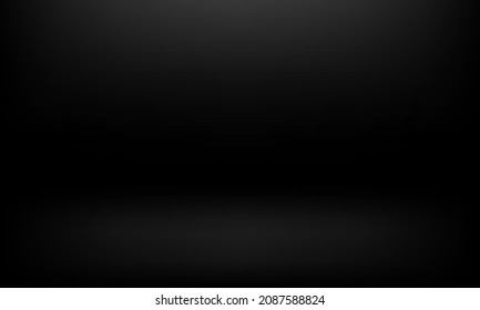 Black, Dark background. Room in the 3d. Space for displaying products. Empty room with spotlight effect. Vector illustration.