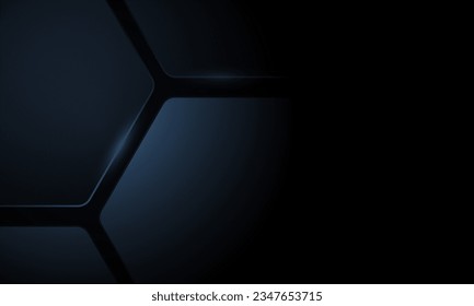 Black and dark blue 3D vector hexagonal technology abstract background. Abstract modern technology futuristic background with dark blue 3D honeycomb shapes. Vector illustration