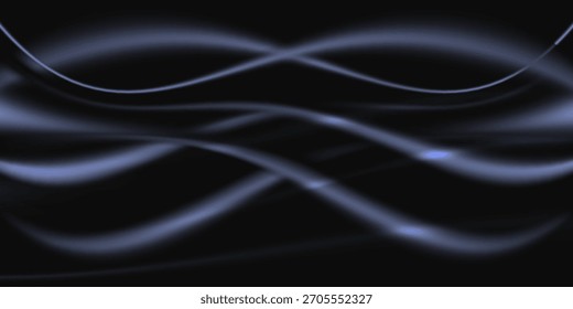 Black dark blue background. Silk satin fabric. Elegant luxury beautiful. Silky shine shimmer silvery. Soft folds. For design.