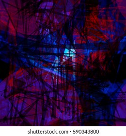 Black, dark blue and red with light shiny elements. Abstract seamless texture. Like spider web. Mystical vector background