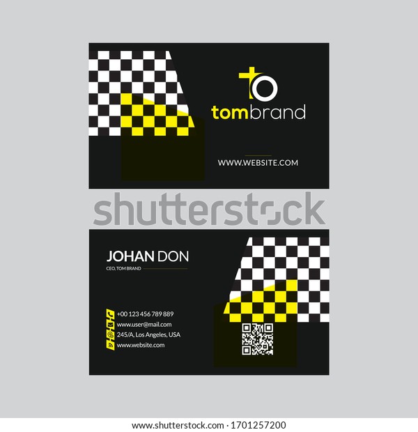 Black Dark Business Card Modern Design Vector