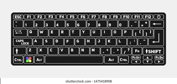Black or Dark Color Keyboard Vector With White of Bright Background For Your Design.