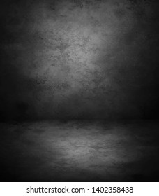 Black, dark and gray abstract cement wall and studio room background