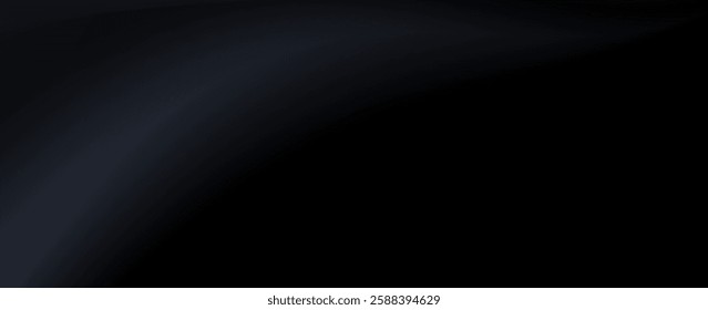 Black dark gray blue abstract elegant background. Drapery. Curtain. Fabric material. Soft folds. Wave stripe line. Gradient. Empty space. Design. Template. eps 10