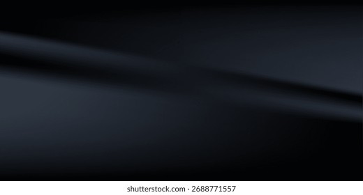Black dark gray blue abstract elegant background. Drapery. Curtain. Fabric material. Soft folds. Wave stripe line. Gradient. Empty space. Design