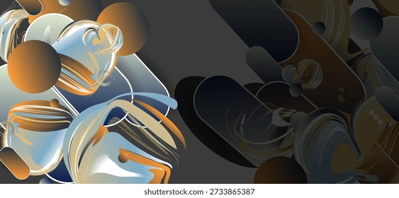Negro gris oscuro diseño geométrico fondo oscuro abstracto brillante color dorado líneas de lujo Plantilla premium