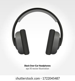 Black or Dark Gray Over-ear Headphones vector icon or illustration