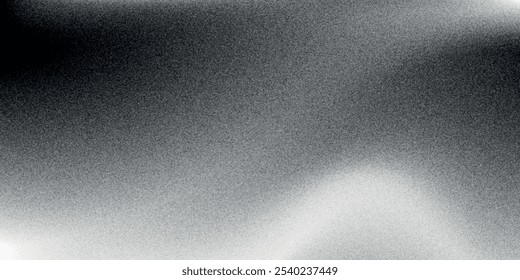 Fondo abstracto de la onda blanca de plata gris oscuro negro para el diseño. Onda ligera, línea ondulada. Gradiente de Ombre. Ruido áspero grano grungy metal cepillado efecto metálico. eps10