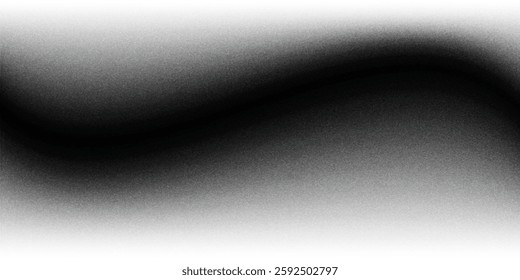 Black dark gray silver white wave abstract background for design. Light wave, wavy line. Ombre gradient. Noise rough grungy grain 