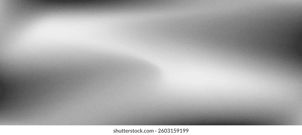 Black dark gray silver white wave abstract background for design. Light wave, wavy line. Ombre gradient. Noise rough grungy grain brushed metal metallic effect. Matte shimmer.
