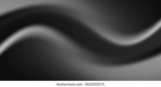 Fondo abstracto de la onda blanca de plata gris oscuro negro para el diseño. Onda ligera, línea ondulada. Gradiente de Ombre. Ruido áspero grano grungy efecto metálico cepillado. Brillo mate. Anuncio de Web.