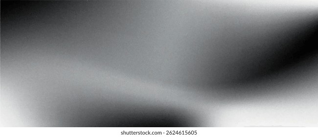 Black dark gray silver white wave abstract background for design. Light wave, wavy line. Ombre gradient. Noise rough grungy grain brushed metal metallic effect.eps10
