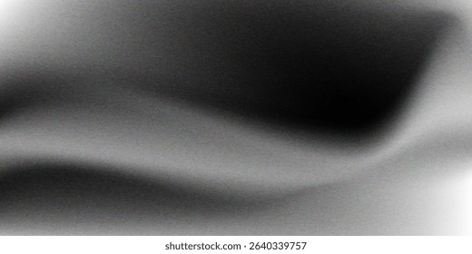 Black dark gray silver white wave abstract background for design. Light wave, wavy line. Ombre gradient. Noise rough grungy grain brushed metal metallic effect.eps10