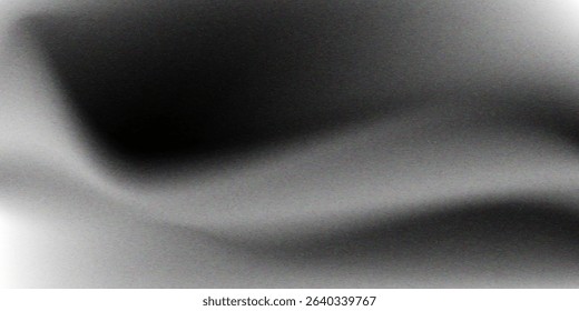 Black dark gray silver white wave abstract background for design. Light wave, wavy line. Ombre gradient. Noise rough grungy grain brushed metal metallic effect.eps10