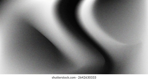 Black dark gray silver white wave abstract background for design. Light wave, wavy line. Ombre gradient. Noise rough grungy grain brushed metal metallic