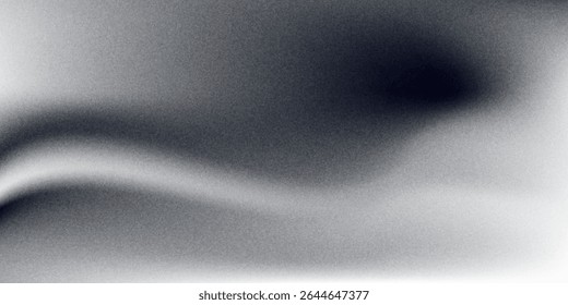 Black dark gray silver white wave abstract background for design. Light wave, wavy line. Ombre gradient. Noise rough grungy grain brushed metal metallic effect.eps10	