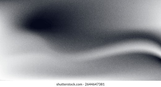 Black dark gray silver white wave abstract background for design. Light wave, wavy line. Ombre gradient. Noise rough grungy grain brushed metal metallic effect.eps10	