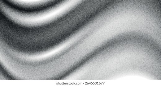 Black dark gray silver white wave abstract background for design. Light wave, wavy line. Ombre gradient. Noise rough grungy grain brushed metal metallic effec