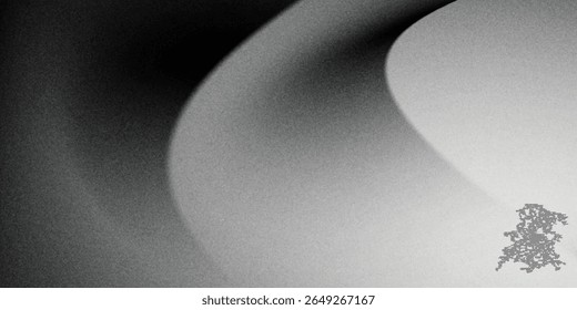 Black dark gray silver white wave abstract background for design. Light wave, wavy line. Ombre gradient. Noise rough grungy grain brushed metal metallic effect.eps10