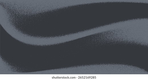 Fondo abstracto de la onda blanca de plata gris oscuro negro para el diseño. Onda ligera, línea ondulada. Gradiente de Ombre. Ruido áspero grano grungy efecto metálico cepillado