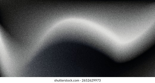 Fondo abstracto de la onda blanca de plata gris oscuro negro para el diseño. Onda ligera, línea ondulada. Gradiente de Ombre. Ruido áspero grano grungy metal cepillado efecto metálico. eps10