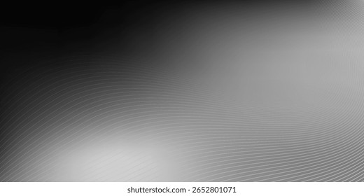 Fondo abstracto de la onda blanca de plata gris oscuro negro para el diseño. Onda ligera, línea ondulada