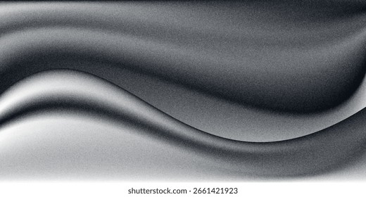 Fondo abstracto de la onda blanca de plata gris oscuro negro para el diseño. Onda ligera, línea ondulada. Gradiente de Ombre. Ruido grano áspero grungy metal cepillado metálico