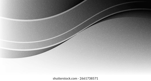 Fondo abstracto de la onda blanca de plata gris oscuro negro para el diseño. Onda ligera, línea ondulada. Gradiente de Ombre. 
