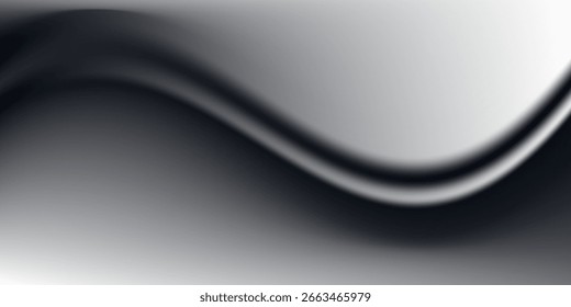 Fondo abstracto de la onda blanca de plata gris oscuro negro para el diseño. Onda ligera, línea ondulada. Gradiente de Ombre. Ruido grano áspero grungy metal cepillado metálico