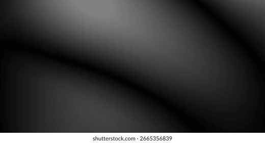 Fondo abstracto de la onda blanca de plata gris oscuro negro para el diseño. Onda ligera, línea ondulada. Gradiente de Ombre. Ruido áspero grano grungy efecto metálico cepillado. Brillo mate.Anuncio de Web.Wide.Panoramic