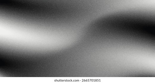 Fondo abstracto de la onda blanca de plata gris oscuro negro para el diseño. Onda ligera, línea ondulada. Gradiente de Ombre. Ruido áspero grano grungy metal cepillado efecto metálico. eps10
