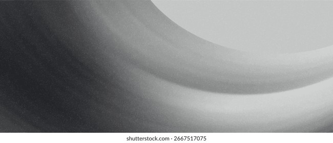 Fondo abstracto de la onda blanca de plata gris oscuro negro para el diseño. Onda ligera, línea ondulada. Gradiente de Ombre. Ruido áspero grano grungy efecto metálico cepillado.