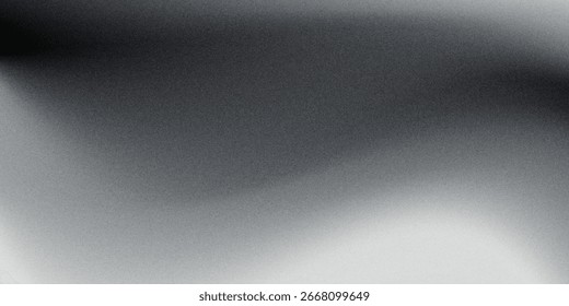 Black dark gray silver white wave abstract background for design. Light wave, wavy line. Ombre gradient. Noise rough grungy grain brushed metal metallic effect.eps10