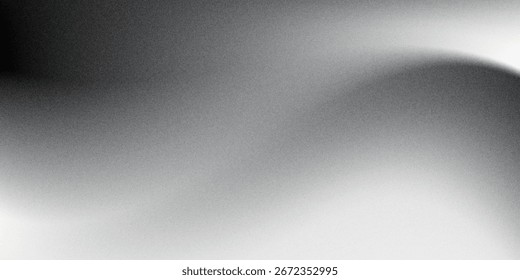 Fondo abstracto de la onda blanca de plata gris oscuro negro para el diseño. Onda ligera, línea ondulada. Gradiente de Ombre. Ruido áspero grano grungy metal cepillado efecto metálico. eps10