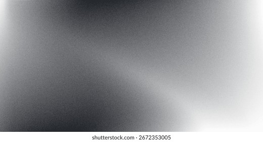 Fondo abstracto de la onda blanca de plata gris oscuro negro para el diseño. Onda ligera, línea ondulada. Gradiente de Ombre. Ruido áspero grano grungy metal cepillado efecto metálico. eps10