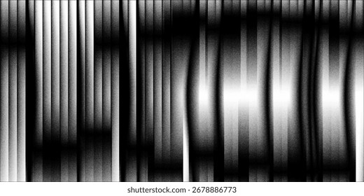 Fondo abstracto de la onda blanca de plata gris oscuro negro para el diseño. Onda ligera, línea ondulada. Gradiente de Ombre. Ruido áspero grano grungy efecto metálico cepillado.