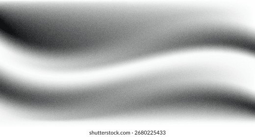 Fondo abstracto de la onda blanca de plata gris oscuro negro para el diseño. Onda ligera, línea ondulada. Gradiente de Ombre. Ruido áspero grano grungy metal cepillado efecto metálico. eps10