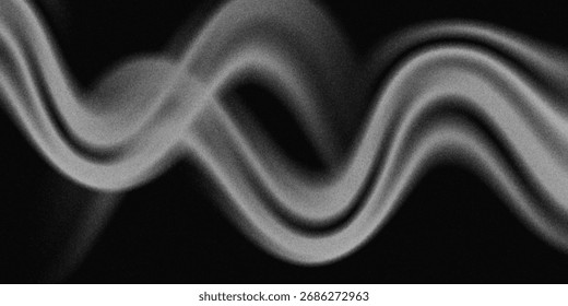Fondo abstracto de la onda blanca de plata gris oscuro negro para el diseño. Onda ligera, línea ondulada. Gradiente de Ombre. Ruido áspero grano grungy efecto metálico cepillado. Brillo mate.Anuncio de Web.Wide.Panoramic