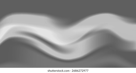 Fondo abstracto de la onda blanca de plata gris oscuro negro para el diseño. Onda ligera, línea ondulada. Gradiente de Ombre. Ruido áspero grano grungy efecto metálico cepillado. Brillo mate.Anuncio de Web.Wide.Panoramic