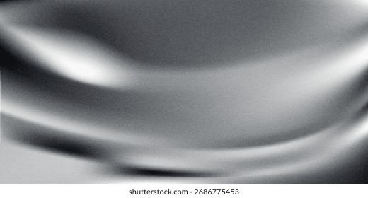 Fondo abstracto de la onda blanca de plata gris oscuro negro para el diseño. Onda ligera, línea ondulada. Gradiente de Ombre. Ruido áspero grano grungy metal cepillado efecto metálico. eps10
