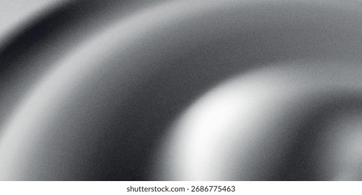 Fondo abstracto de la onda blanca de plata gris oscuro negro para el diseño. Onda ligera, línea ondulada. Gradiente de Ombre. Ruido áspero grano grungy efecto metálico cepillado.