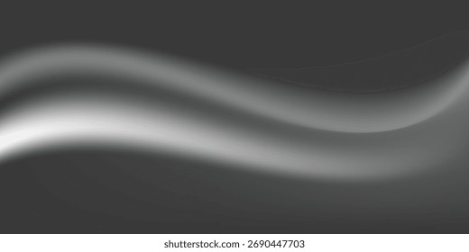 Fondo abstracto de la onda blanca de plata gris oscuro negro para el diseño. Onda ligera, línea ondulada. Gradiente ombre.eps10