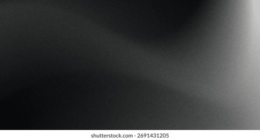 Fondo abstracto de la onda blanca de plata gris oscuro negro para el diseño. Onda ligera, línea ondulada. Gradiente de Ombre. Ruido áspero grano grungy metal cepillado efecto metálico. eps10