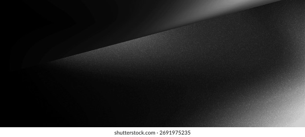 Fondo abstracto de la onda blanca de plata gris oscuro negro para el diseño. Onda ligera, línea ondulada. Gradiente de Ombre. Ruido áspero grano grungy metal cepillado efecto metálico. eps10	